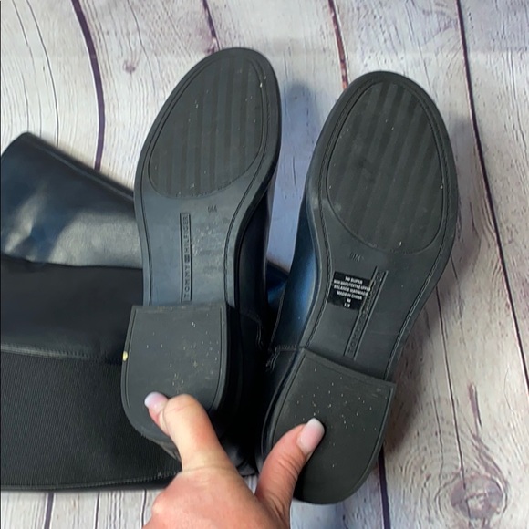 Tommy Hilfiger black calf zip up riding boots logo - Picture 8 of 9